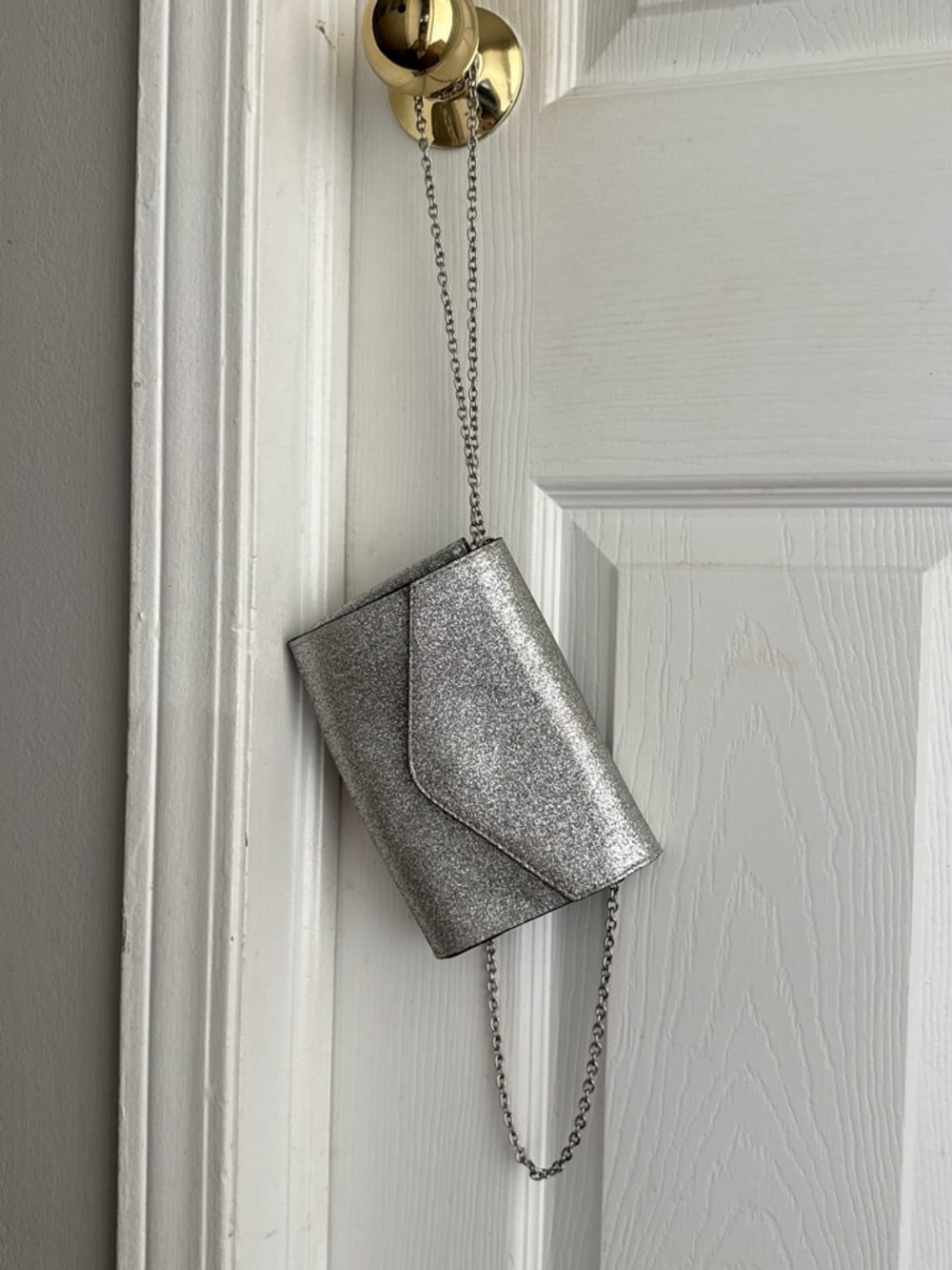 Source Unknown Silver Glitter Envelope Wristlet Crossbody